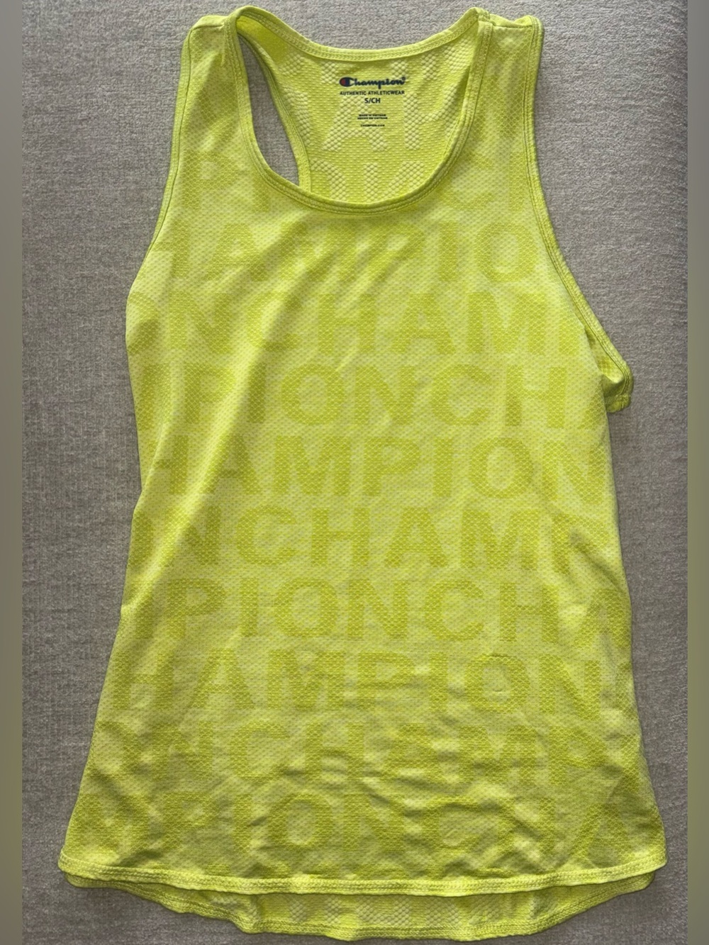 Champion Neon Yellow Racerback Workout Tank Top Size Small